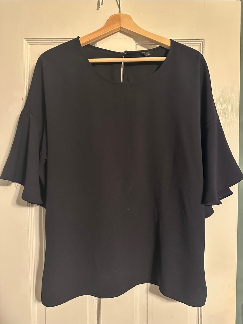 Ann Taylor Midnight Ruffle Sleeve Blouse